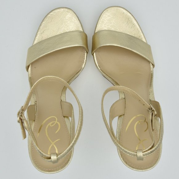 Sam Edelman Jade Ankle Strap Sandals with 4.3" heels, Gold Leather, Women's Sz 9 - Picture 9 of 13